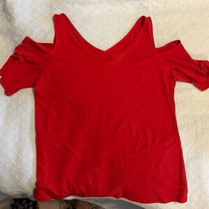 Lane Bryant Red Cold Shoulder Tee